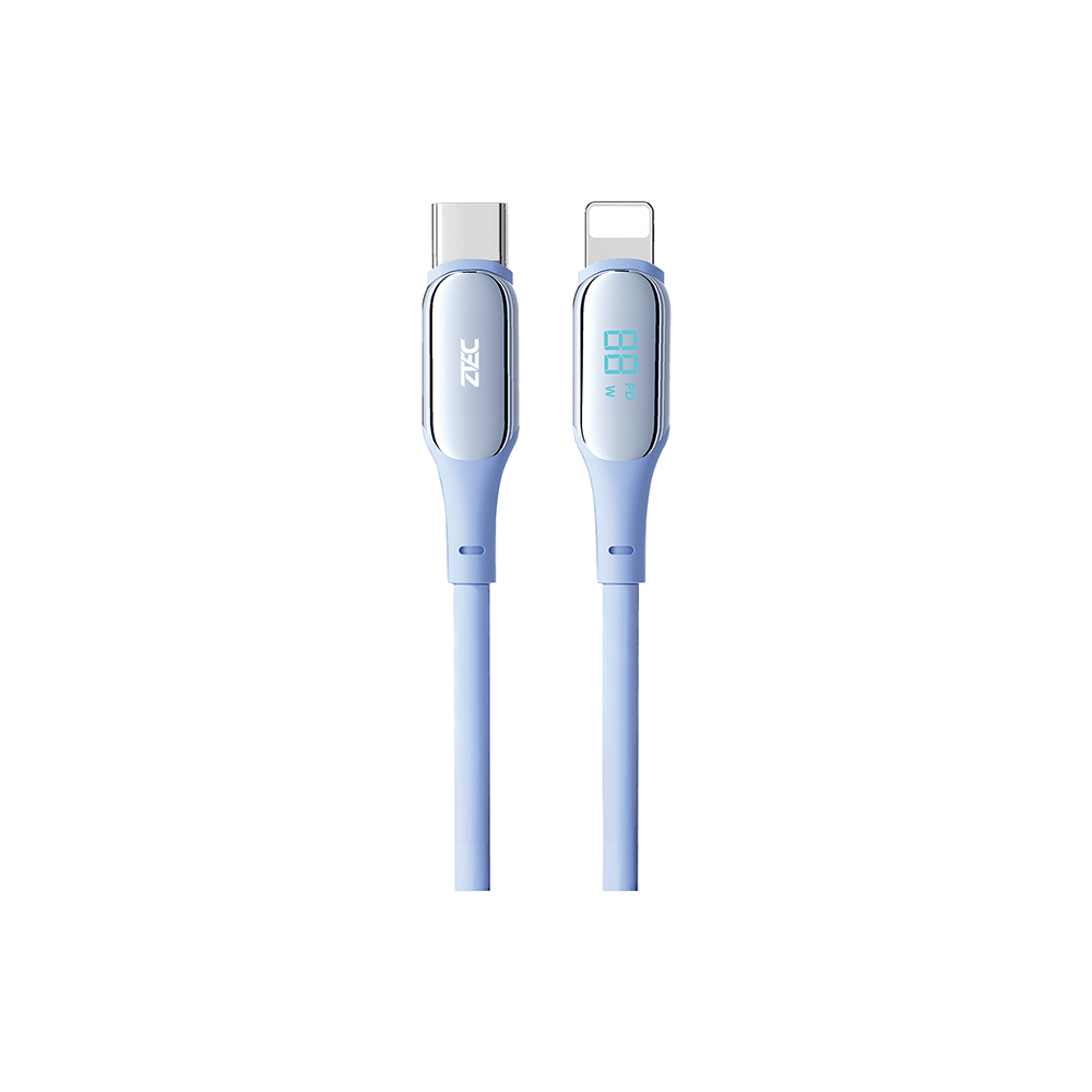สายชาร์จเร็วซิลิโคน ZTEC รุ่น ZL541 27W ยาว 1.5 เมตร สีฟ้า (รองรับชาร์จเร็ว PD)